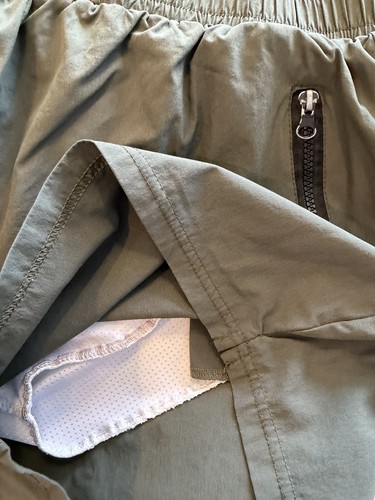Women Smocked Performance Shorts With Zipper Pockets Olive Green - photo 3