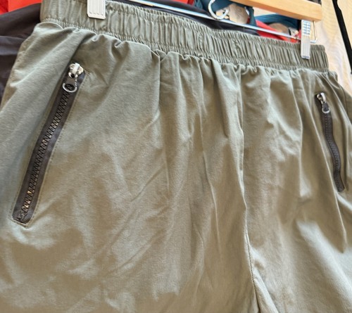 Women Smocked Performance Shorts With Zipper Pockets Olive Green - photo 4