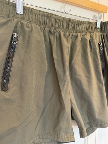 Women Smocked Performance Shorts With Zipper Pockets Olive Green - photo 5