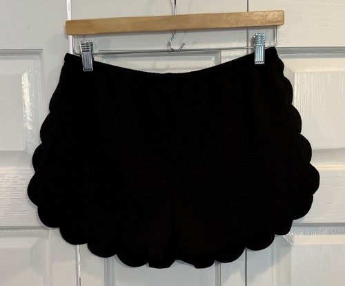 Women's Black Scallop Edge Shorts Size XL Shein