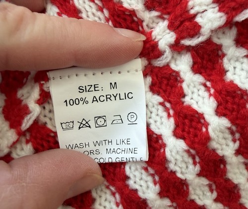 Women’s Size Medium, Red and White Checkered Mock Neck Sweater - photo 4