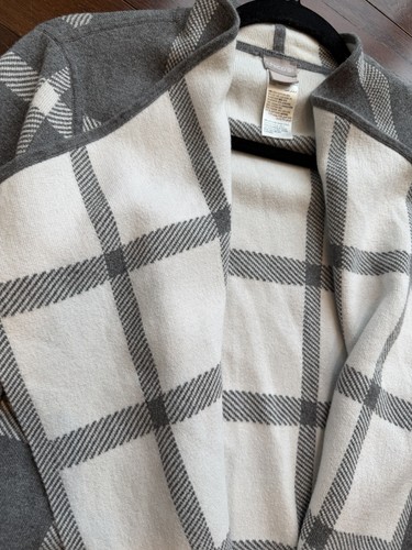 Chico's Size 1 (XL) Gray White Plaid Open Front Cardigan - photo 3