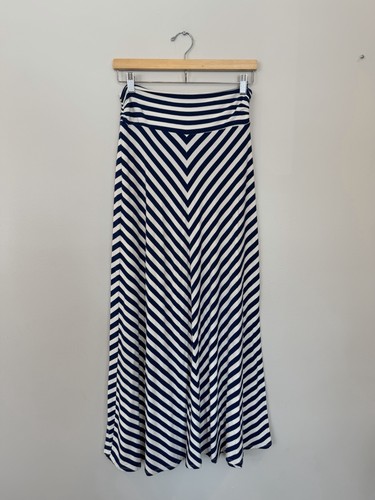 MERONA Navy & White Stripe Maxi Skirt Size Medium - photo 5