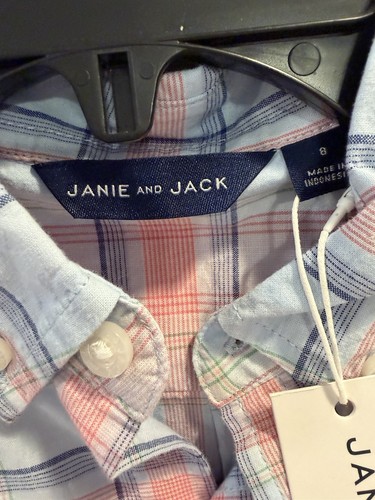Janie & Jack Boys Size 10 NEW Pastel Multicolor Plaid Shirt - photo 2