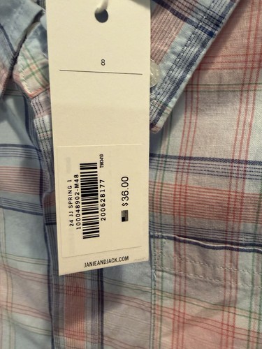 Janie & Jack Boys Size 10 NEW Pastel Multicolor Plaid Shirt - photo 4