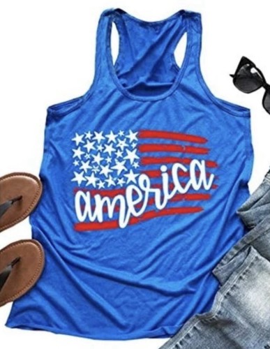 America Tank Top L Women 4th of July American Flag Stars - photo 2