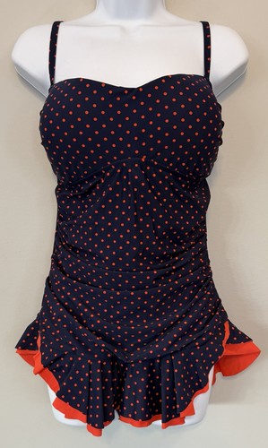 Navy blue polka dot one-piece Size 14 swimsuit, Mazu Swim