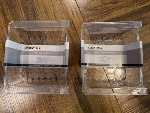 Set Of 2 Storage Essentials Clear Clip On Baskets 8x7x3 - photo 4