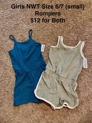 Lot of 2 Girls Rompers Size 6/7 (S) Soft Summer