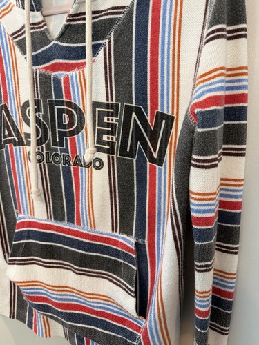 Adult Medium Aspen Colorado White Stripe Woven Baja Hoodie - photo 5