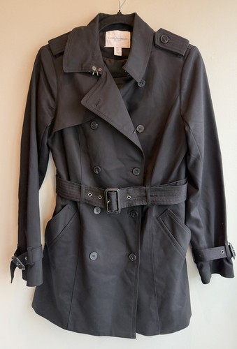 Carolina Belle Trench Coat Womens Small Black Belted