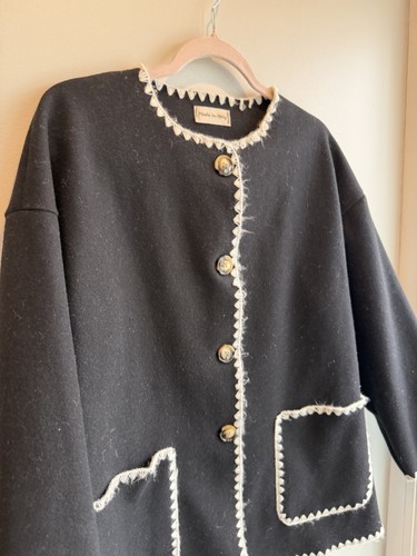 RARE Italian Boutique Women's Black & White Pocket Sweater XL - photo 5