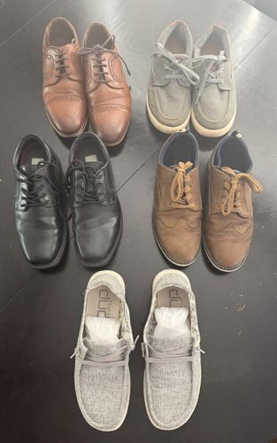5 PAIR Lot Of Boys Shoes SIZE 5 - Hey DUDES, Dress, Boat Shoe