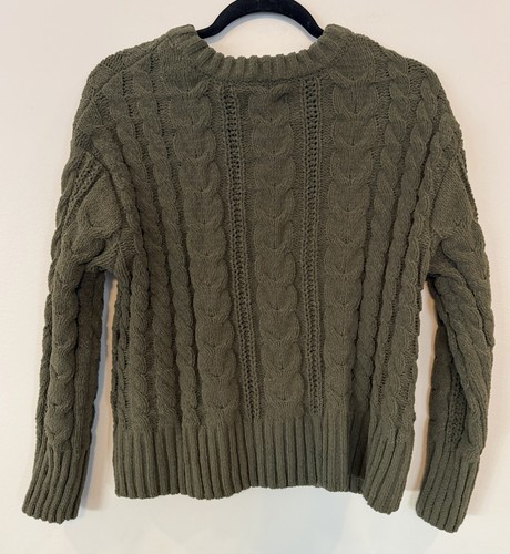 Junior’s XS Olive Green Cable Knit Sweater SO Brand