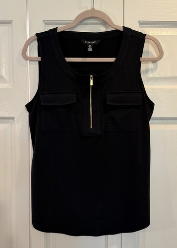 Ellen Tracy Navy Sleeveless Blouse Size Medium