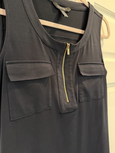 Ellen Tracy Navy Sleeveless Blouse Size Medium - photo 2