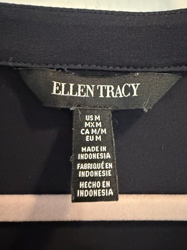 Ellen Tracy Navy Sleeveless Blouse Size Medium - photo 3