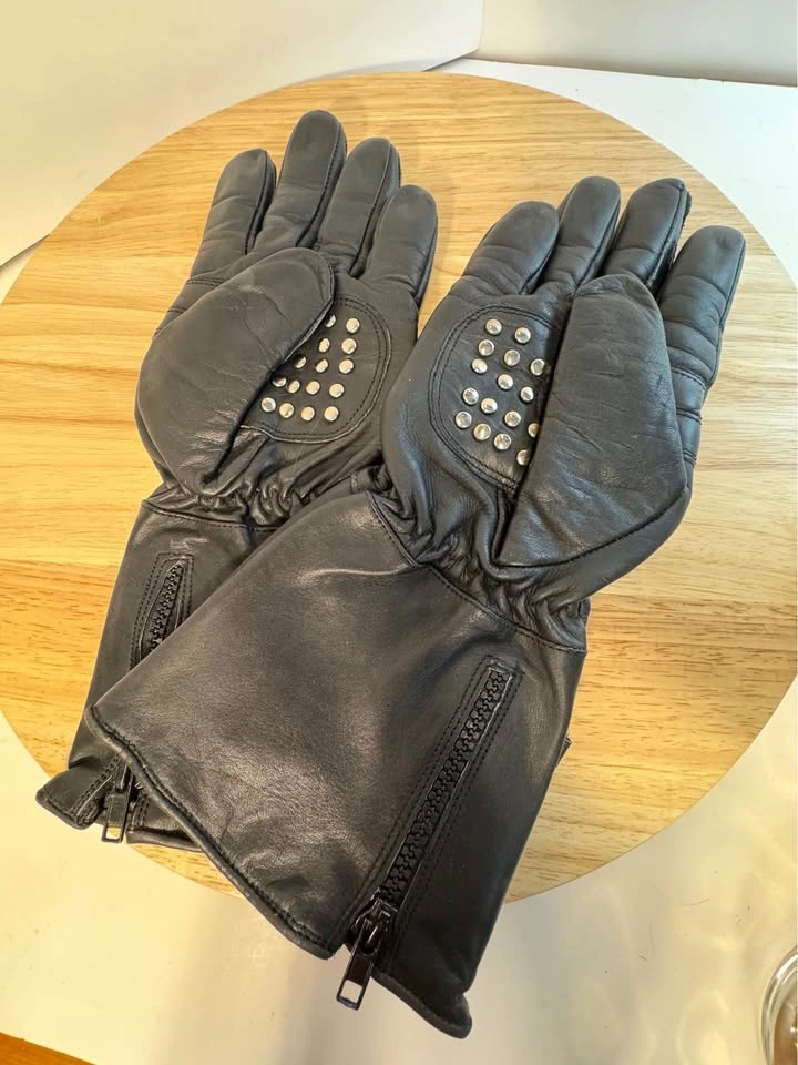 LEATHER MOTORCYCLE GLOVES- men's med. "Jimmy Racing" Like new - photo 4