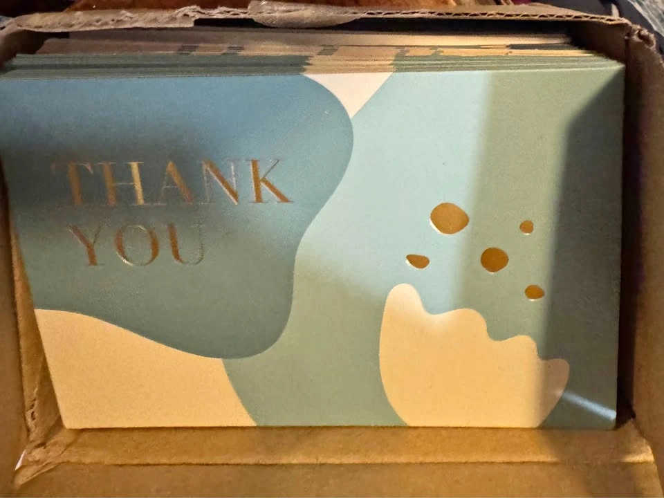 BRAND NEW 50 beautiful Sage colour thank cards with envelopes