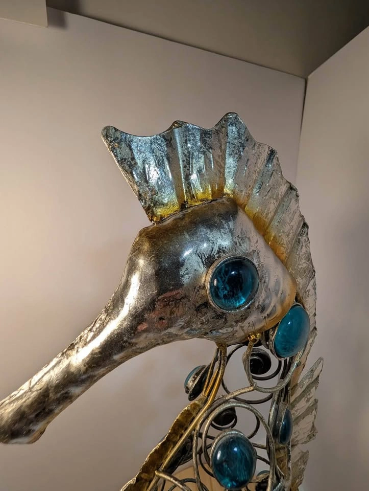 Coastal Seahorse Tabletop Sculpture with Glass Beads - photo 2