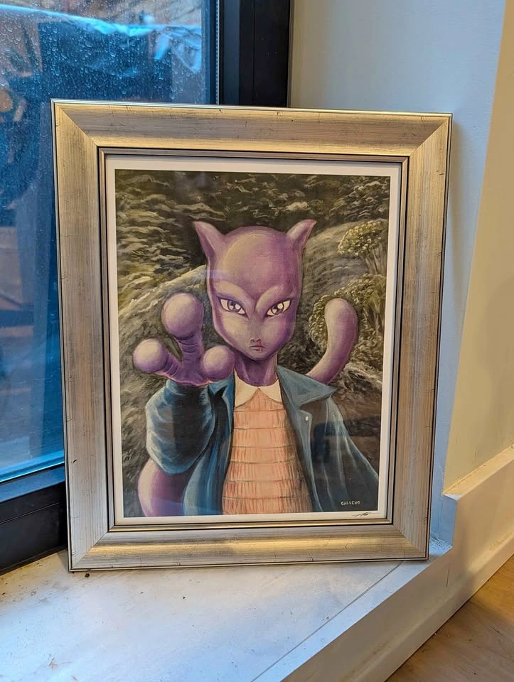 Stranger Things Eleven x Pokemon Mew Tew framed art