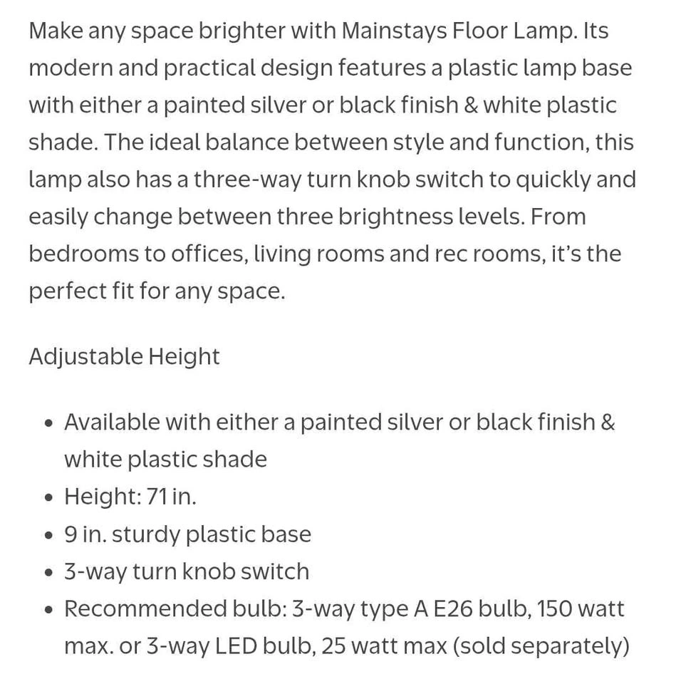 Mainstays Floor Lamp - photo 4