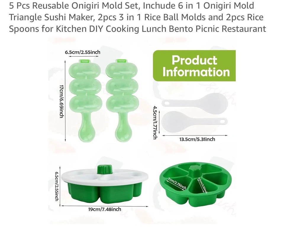 Onigiri Sushi Mold Set 5pcs - photo 4