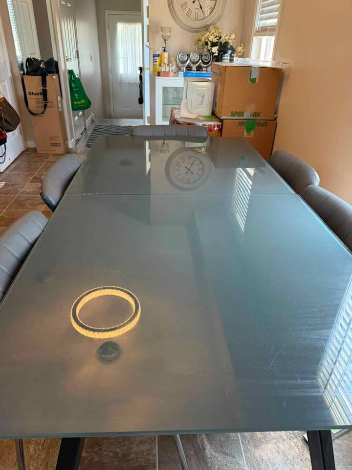 Modern Extendable Tempered Glass Dining Table with 6 Chairs - photo 2