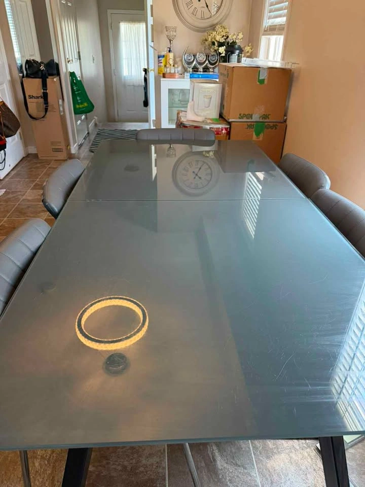 Modern Extendable Tempered Glass Dining Table with 6 Chairs - photo 4