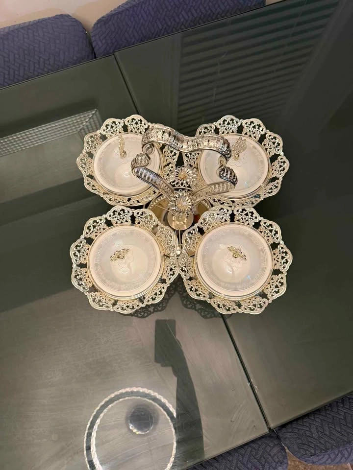 Beautiful silver stylish dry fruits tray - photo 4