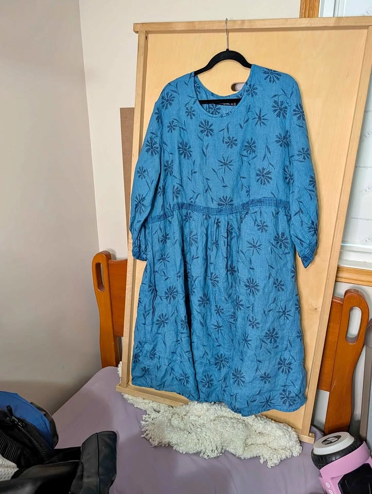 Gudrun Sjödén Blue Floral Linen Dress XXL