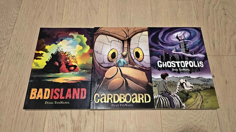 Doug TenNapel Graphic Novel Lot: Bad Island, Cardboard, Ghostopo
