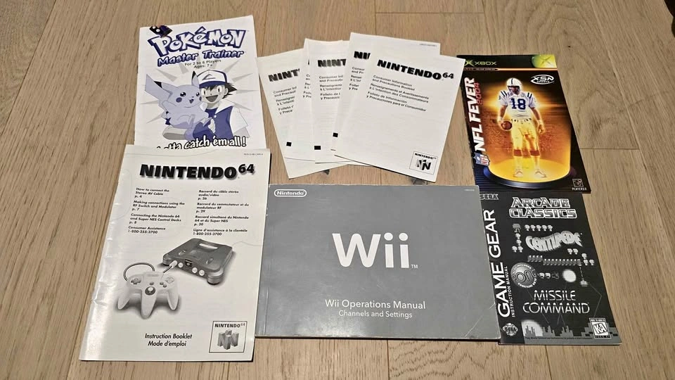 Nintendo 64, Wii, Xbox, and Game Gear Instruction Manuals