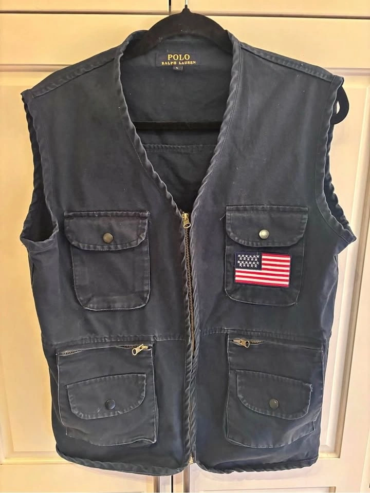Polo Ralph Lauren Navy Utility Vest with American Flag Patch