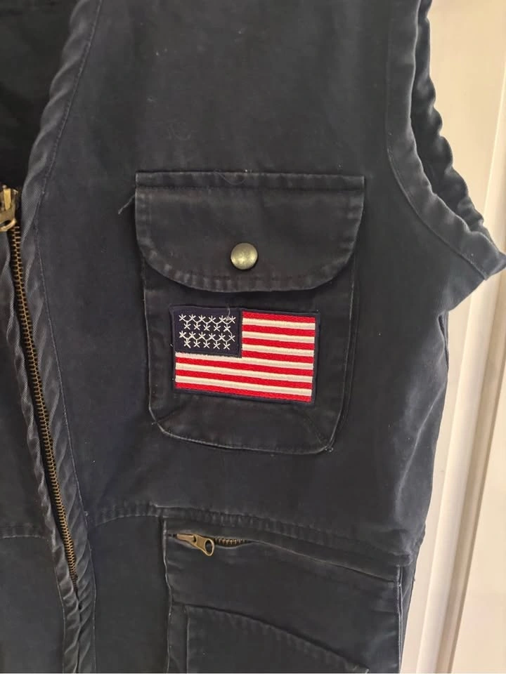 Polo Ralph Lauren Navy Utility Vest with American Flag Patch - photo 2