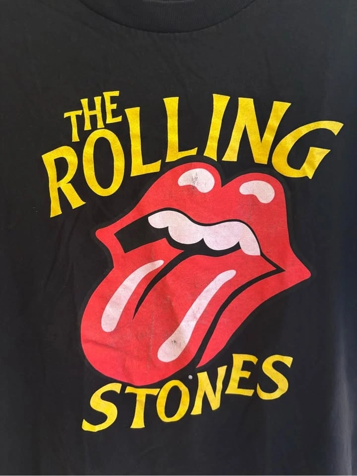 The Rolling Stones Black Tee with Red Tongue and Yellow Logo - photo 3