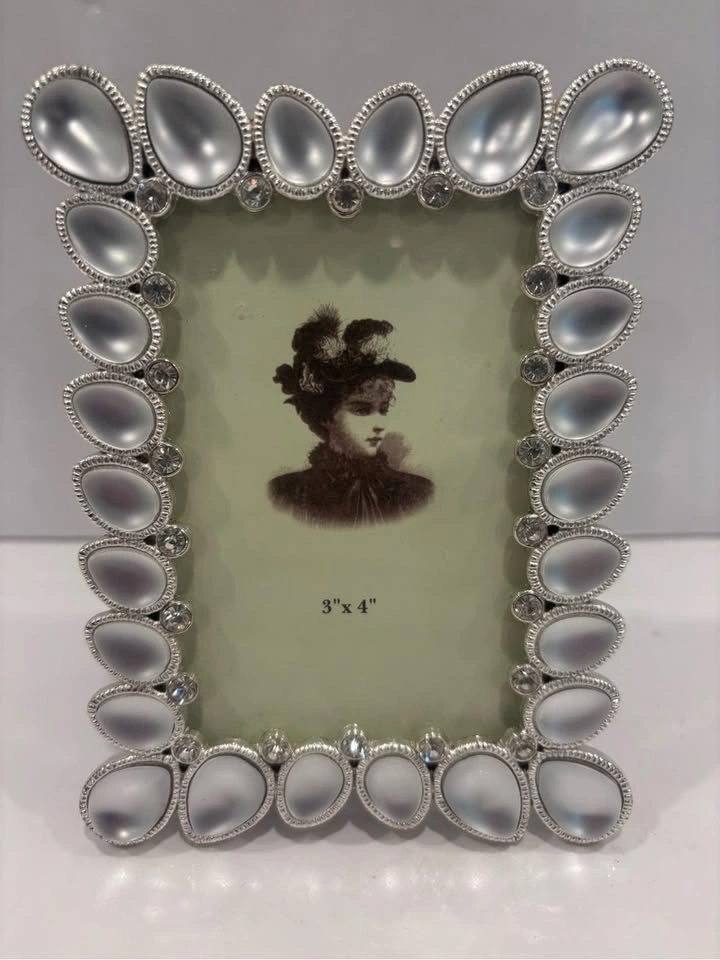 Silver Beaded Teardrop 3x4 Photo Frame - Frosted Gem Accents - photo 5