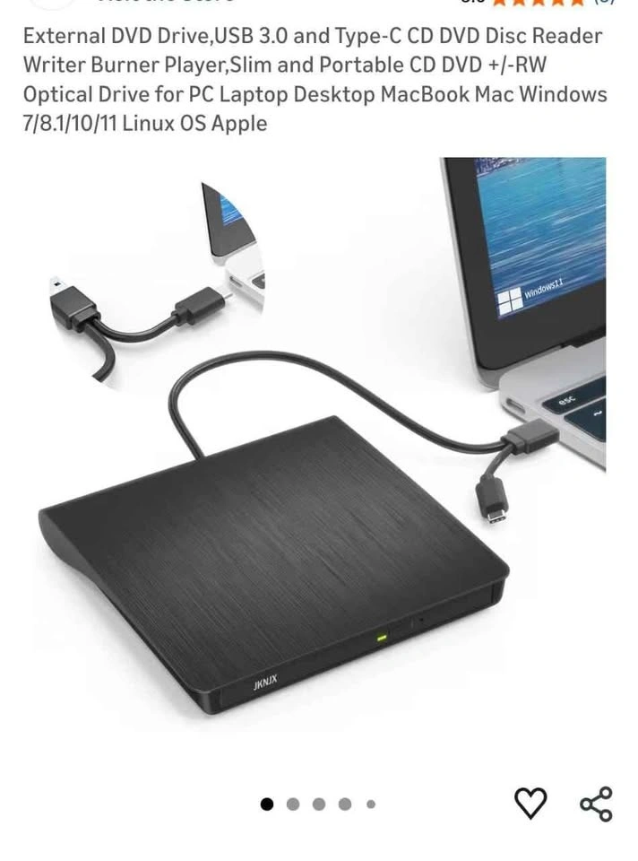Portable External DVD Drive 3.0 Type-C CD/DVD Reader Writer