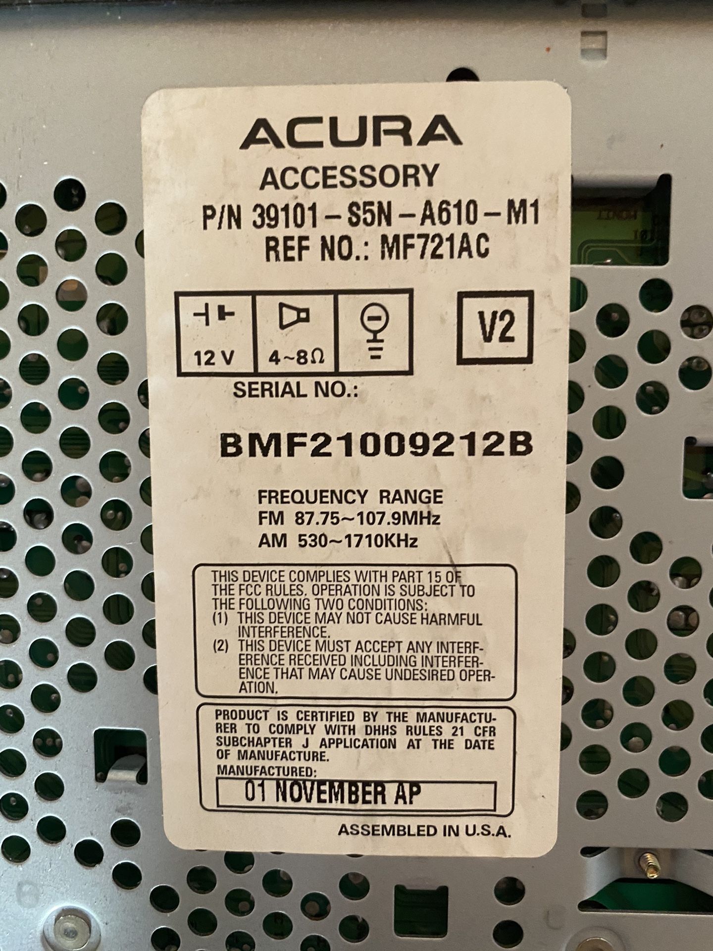 Acura car radio AM/FM and CD - photo 4