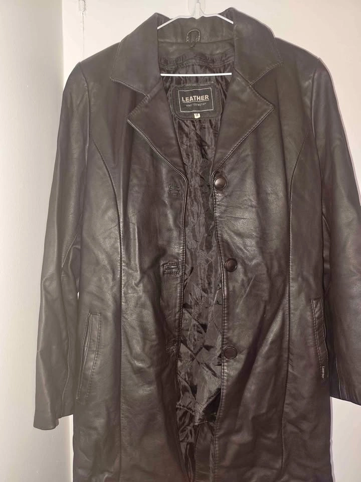 Black leather coat