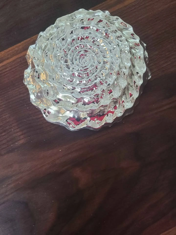 Vintage Textured Clear Glass Swirl Bowl 5" - photo 4