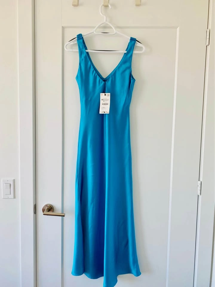 New- Zara Satin Slip Dress - Blue - XS - photo 2