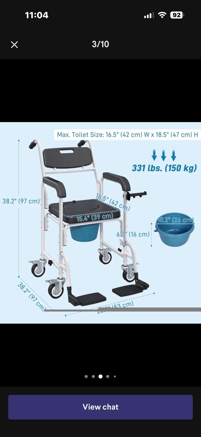 NEW Toilet, Commode, Shower Chair with Wheels - photo 3