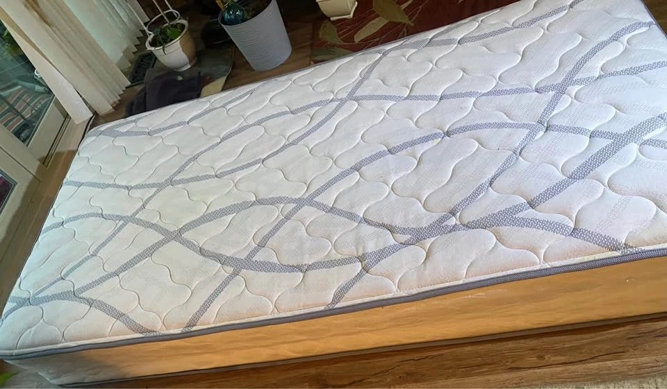 Twin Mattress $55, Metal frame with wheels $30 - photo 2