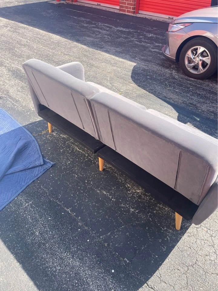 Comfy Grey Velour Fabric Futon - photo 4
