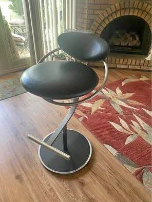 Design Institute of America Black Leather & Chrome Barstool