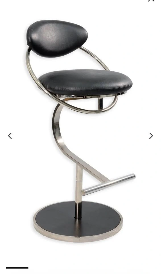 Design Institute of America Black Leather & Chrome Barstool - photo 4