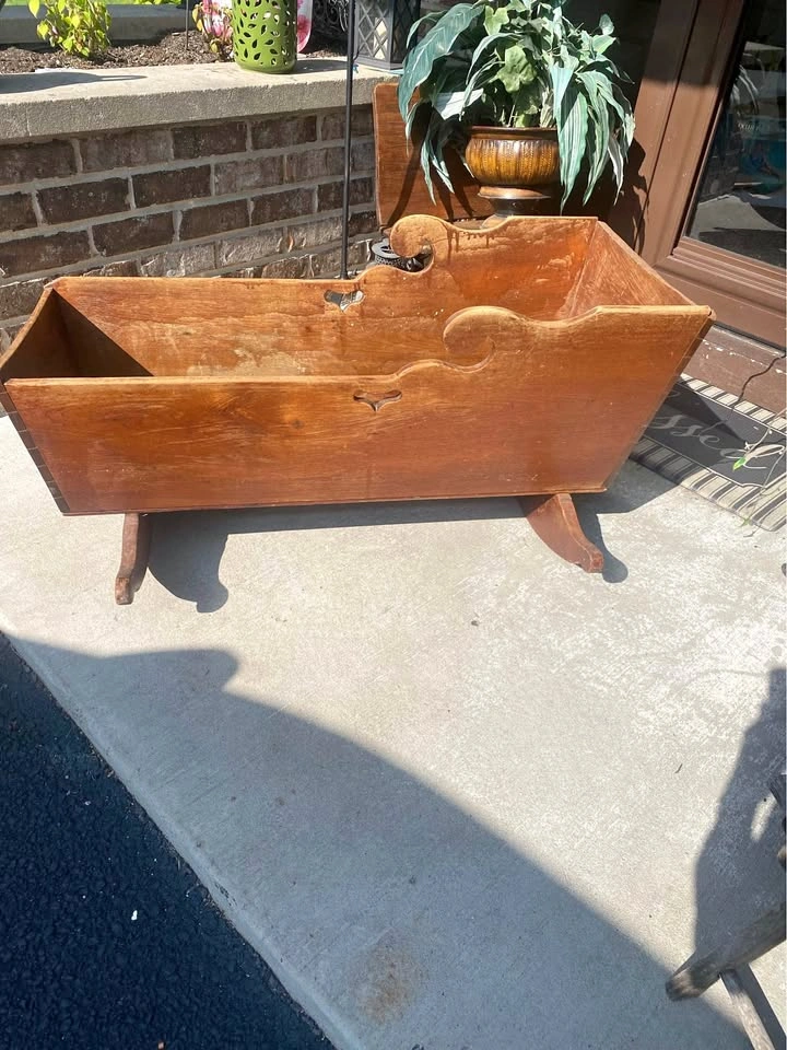 Vintage Wooden Baby Cradle
