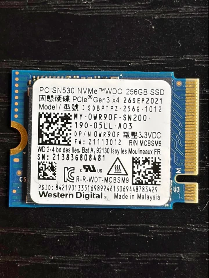 Western Digital PC SN530 256GB NVMe SSD