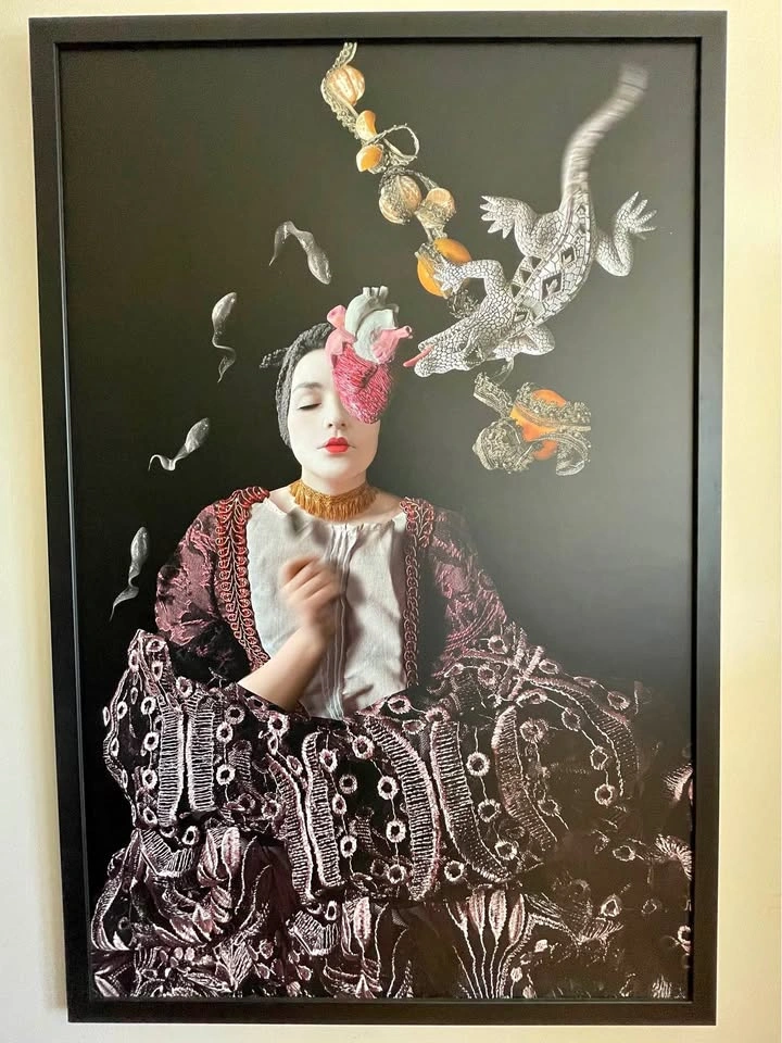 HUGE Margarita Dittborn "Offered III" Framed Art Print - 48x32